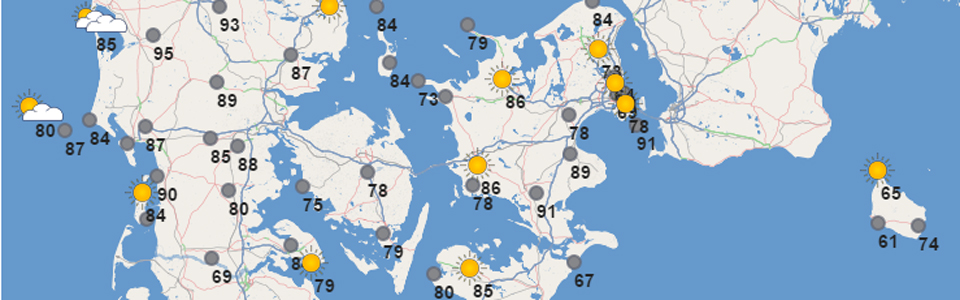 På DMI's hjemmeside kan du se den aktuelle luftfugtighed, der hvor du bor